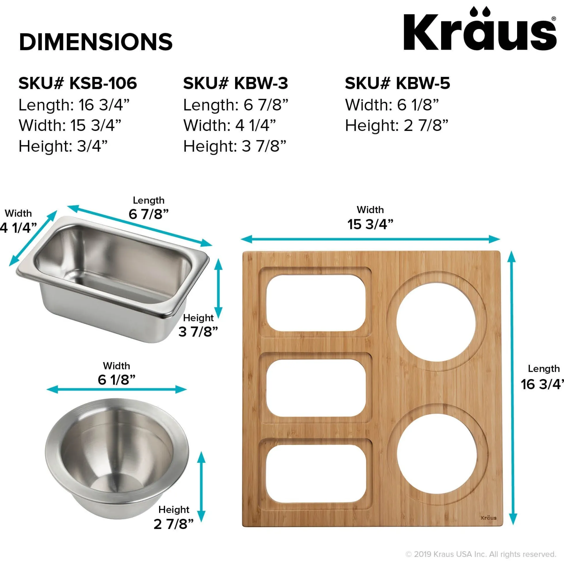 Workstation Kitchen Sink Serving Board Set with Stainless Steel Bowls