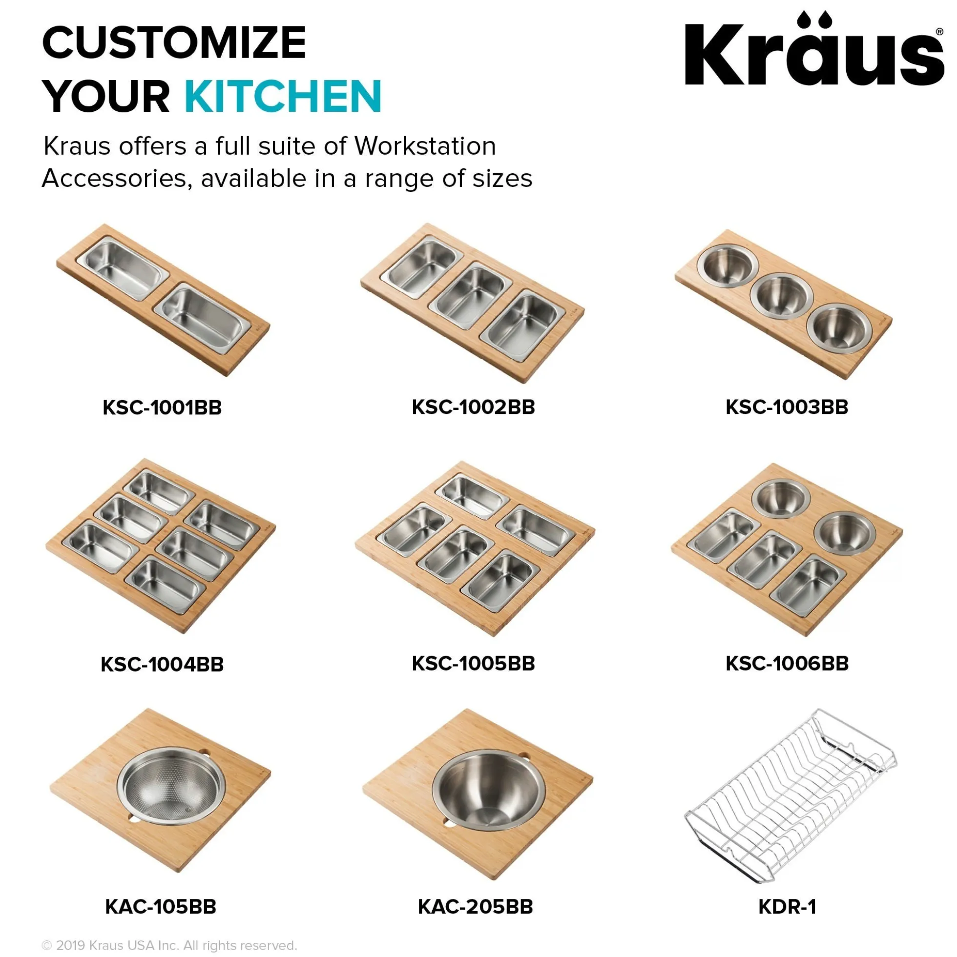Workstation Kitchen Sink Serving Board Set with Stainless Steel Bowls
