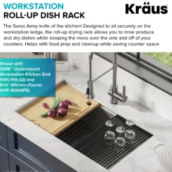 Workstation Multipurpose Over Sink Roll-Up Dish Drying Rack in Green