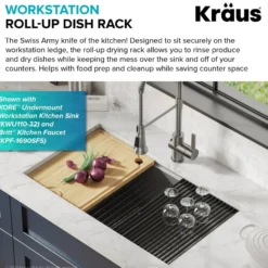 Workstation Multipurpose Over Sink Roll-Up Dish Drying Rack in Dark Grey