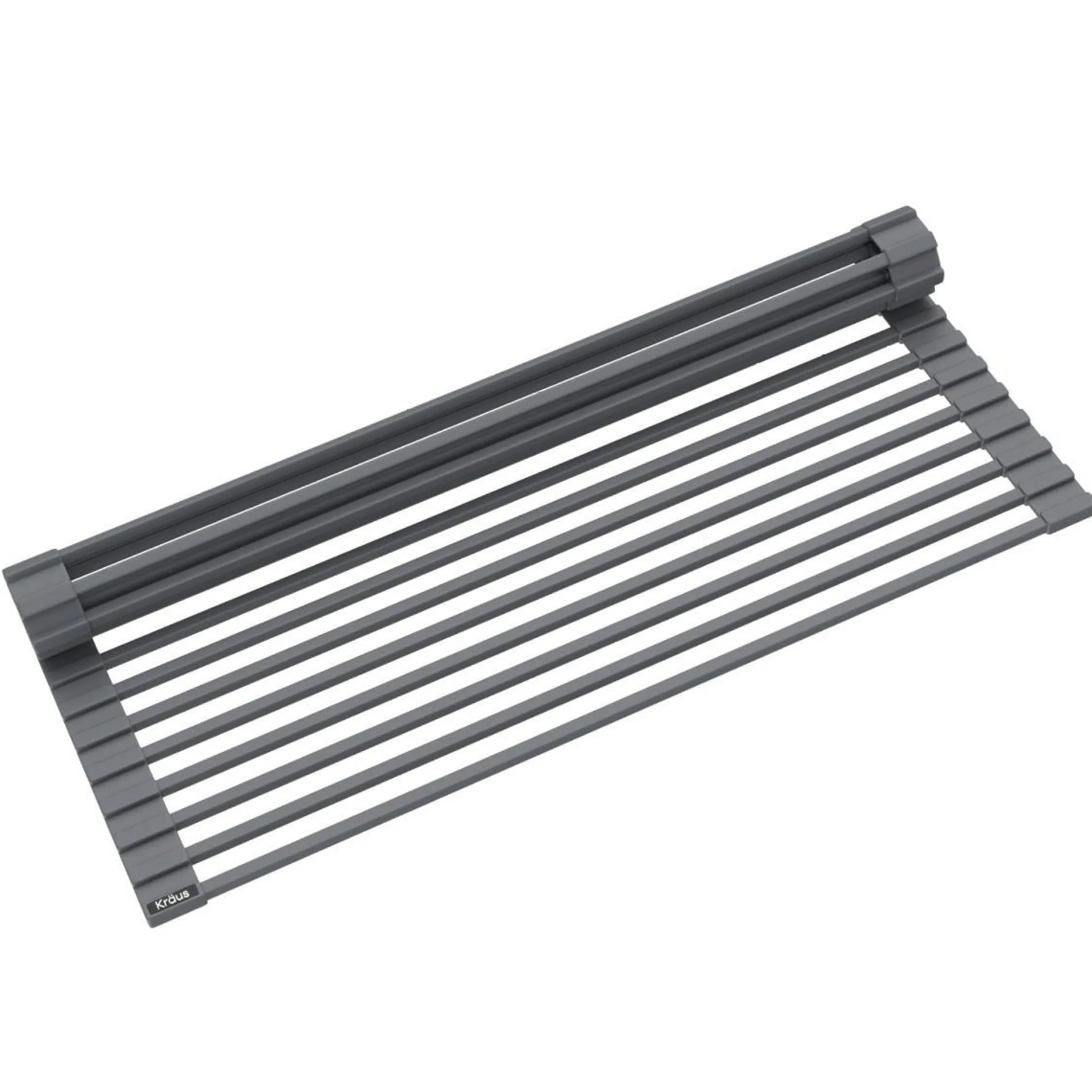 Workstation Multipurpose Over Sink Roll-Up Dish Drying Rack in Dark Grey