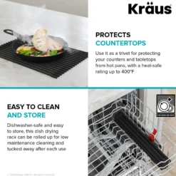 Workstation Multipurpose Over Sink Roll-Up Dish Drying Rack in Matte Black