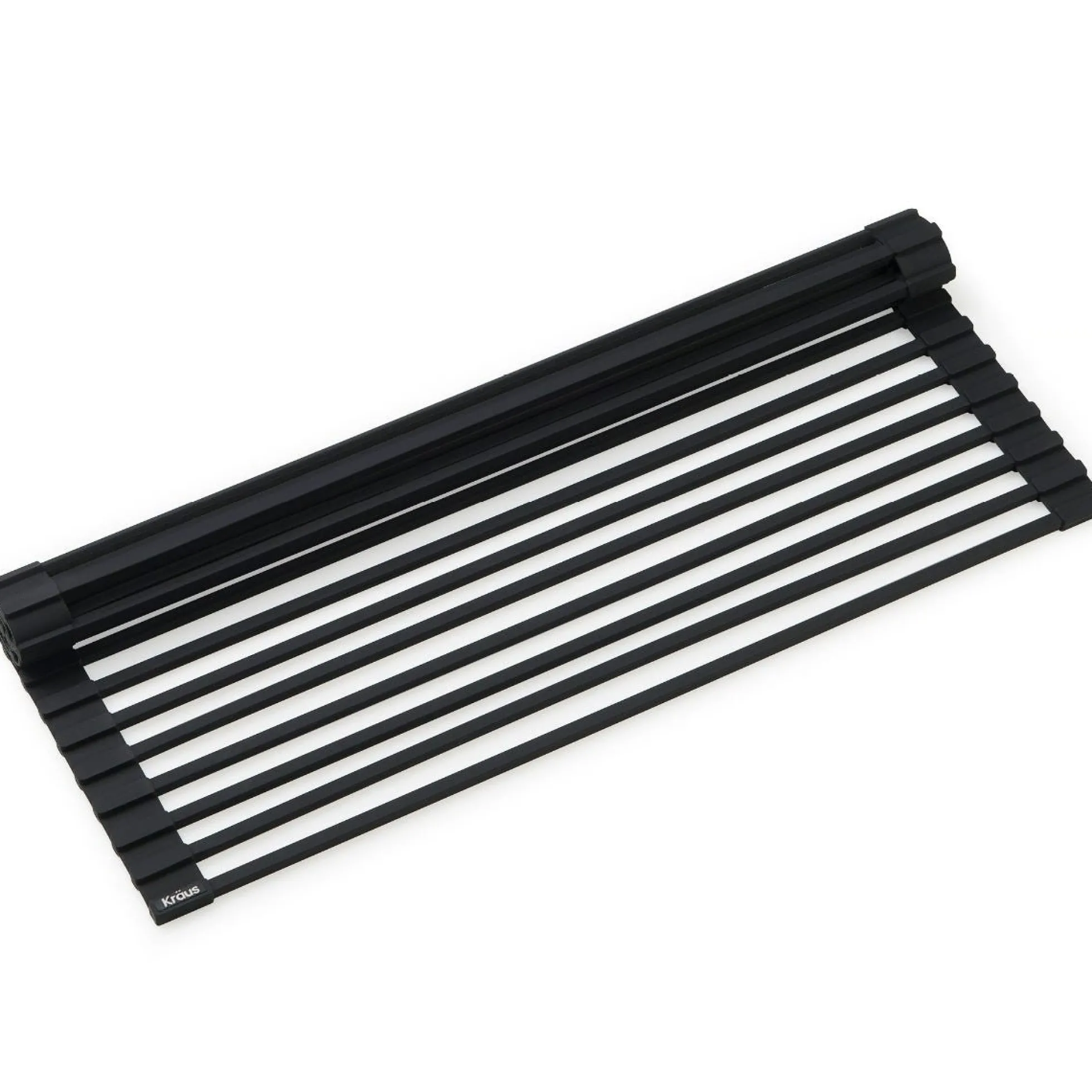 Workstation Multipurpose Over Sink Roll-Up Dish Drying Rack in Matte Black