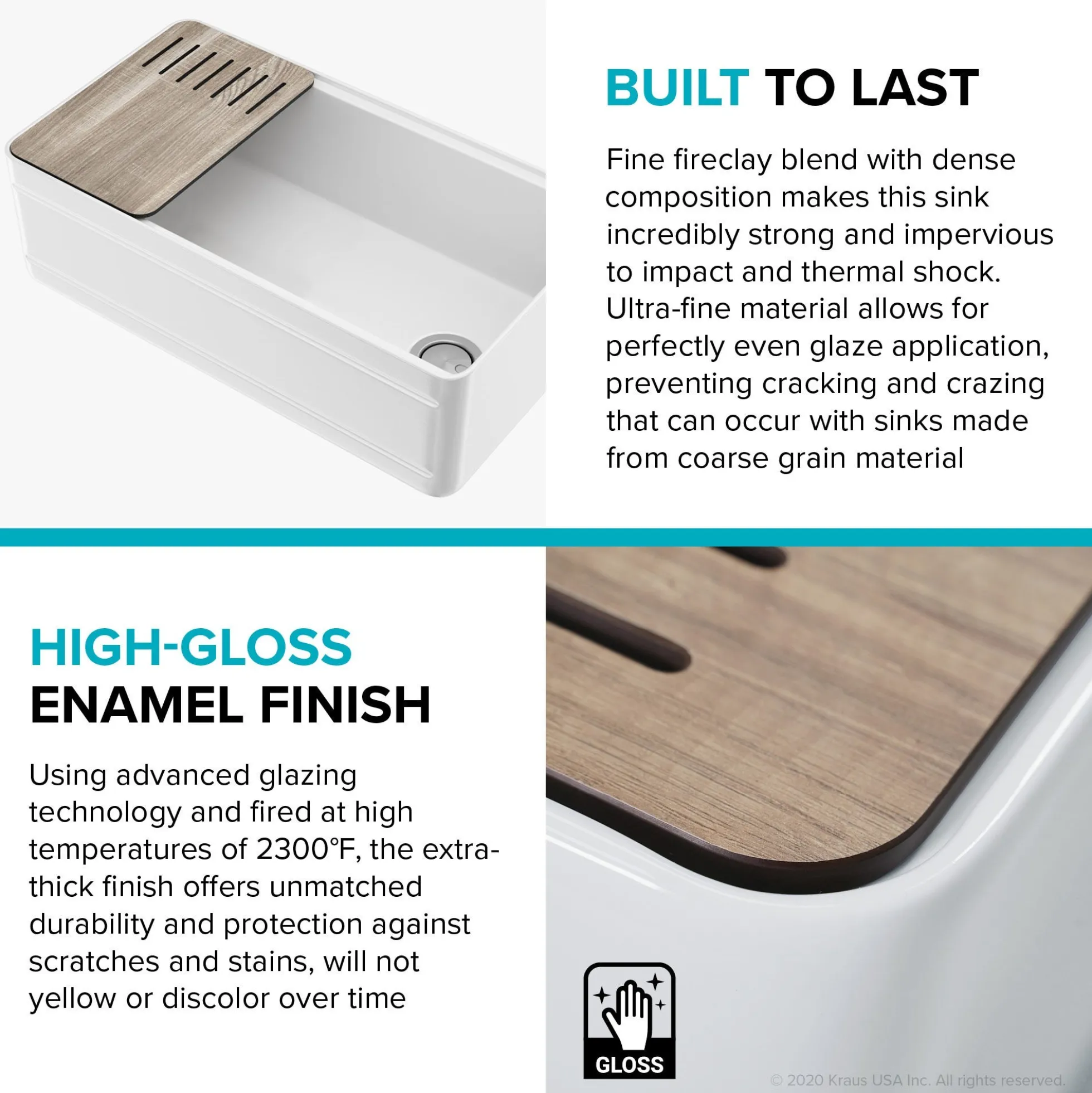 Workstation 33" Reversible Apron Front Farmhouse Fireclay Single Bowl Kitchen Sink in Gloss White