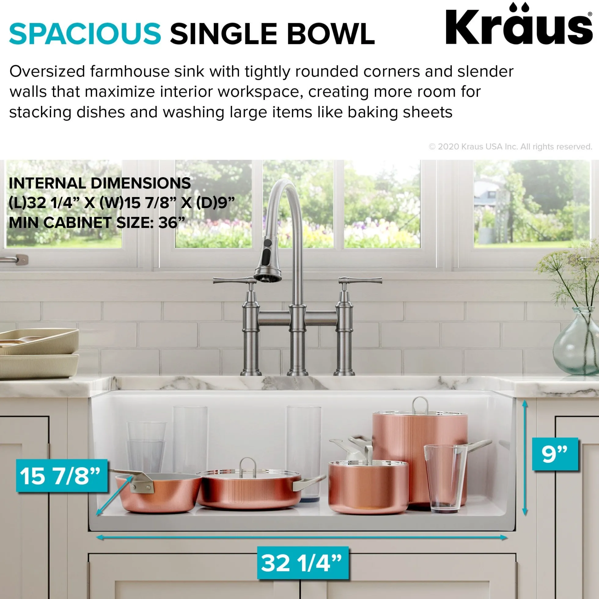 Workstation 33" Reversible Apron Front Farmhouse Fireclay Single Bowl Kitchen Sink in Gloss White