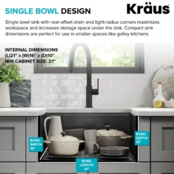 Workstation 23” Undermount 16 Gauge Black Stainless Steel Single Bowl Kitchen Sink in PVD Gunmetal Finish with Accessories