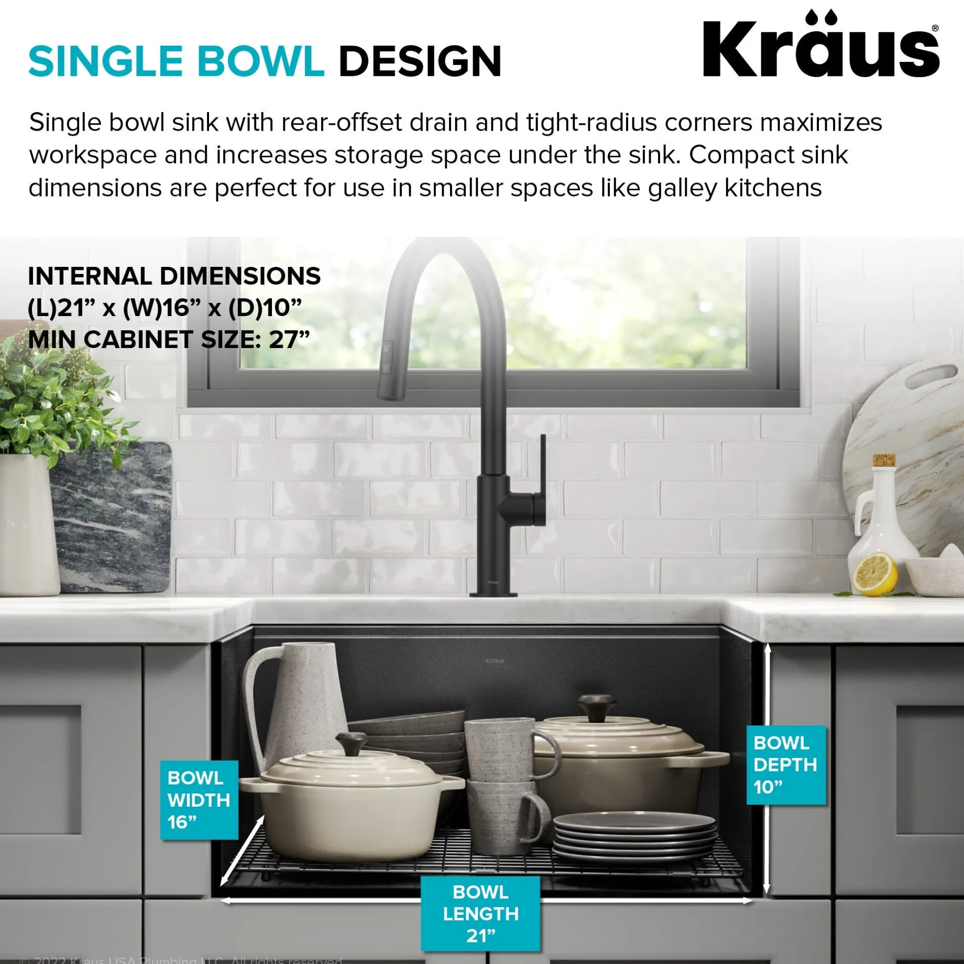 Workstation 23” Undermount 16 Gauge Black Stainless Steel Single Bowl Kitchen Sink in PVD Gunmetal Finish with Accessories