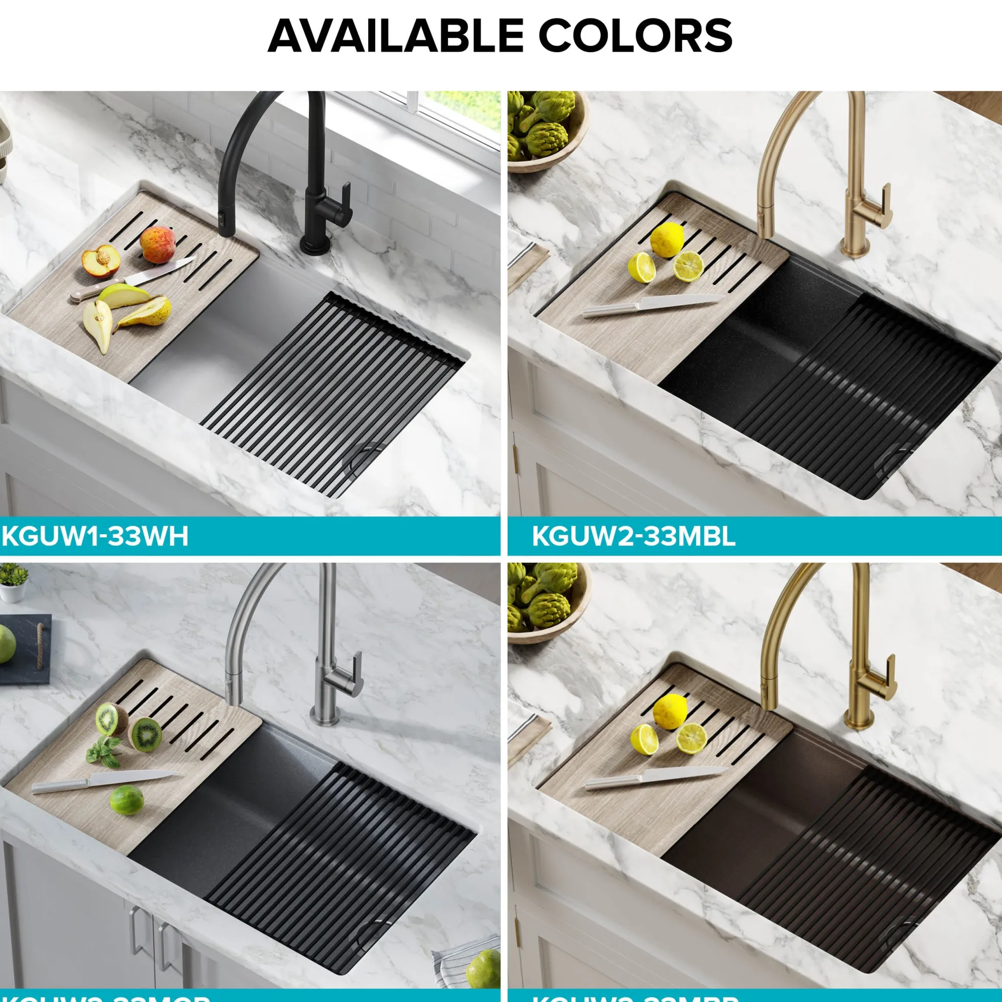 Workstation 32" Undermount Granite Single Bowl Kitchen Sink in Metallic Black with Accessories