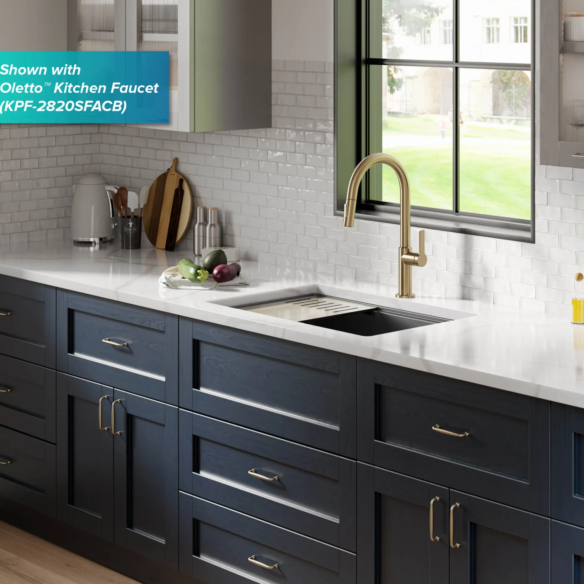 Workstation 30" Undermount Granite Single Bowl Kitchen Sink in Metallic Black with Accessories